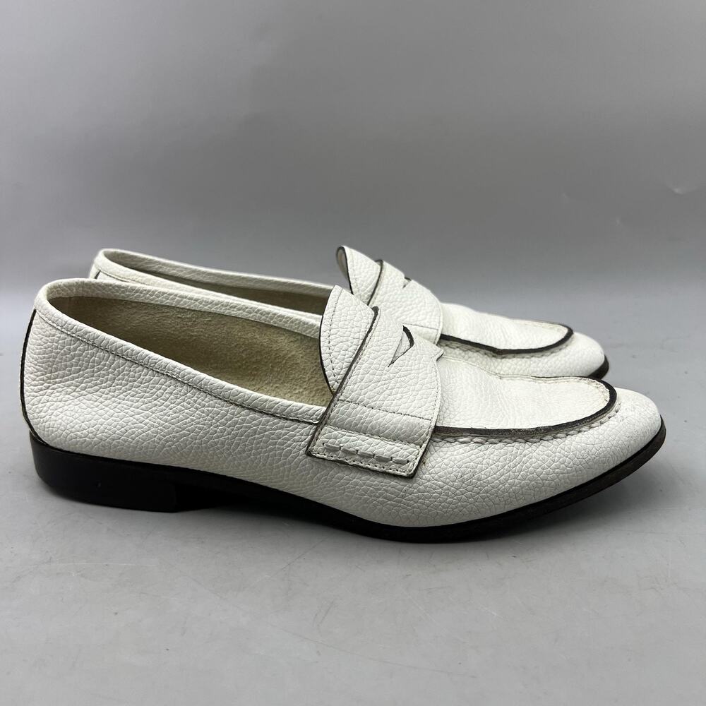 Giorgio Armani Penny Loafers Women Size 7 White Leather Made In Italy Shoes